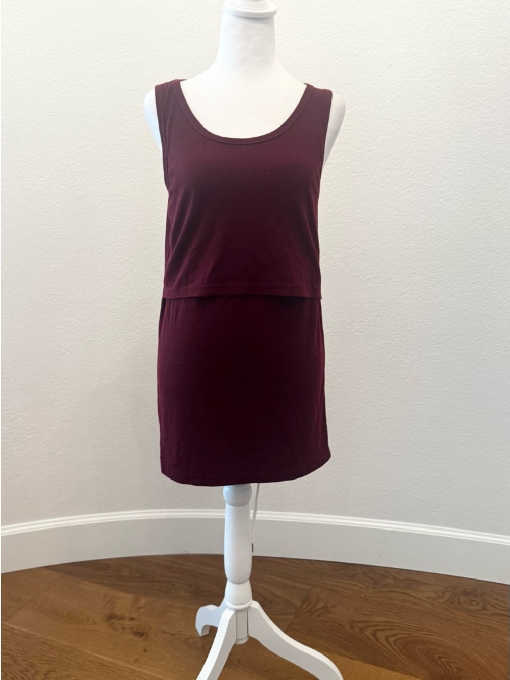 Latched Mama Maternity and Nursing Scoop Neck Ribbed Tank Dress - Size M